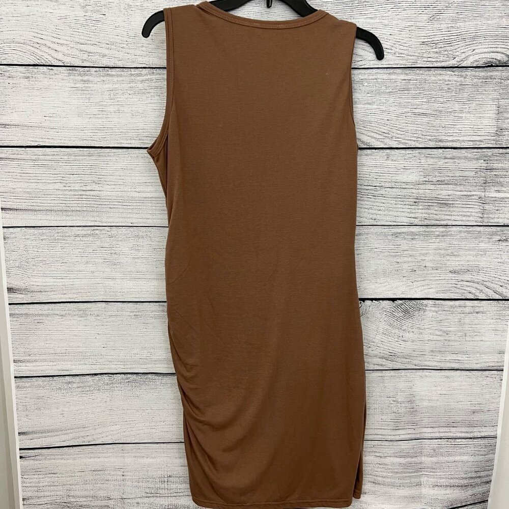 BTFBM Brown Sleeveless Bodycon Dress With Ruched Side Detail, Size L - Picture 2 of 4
